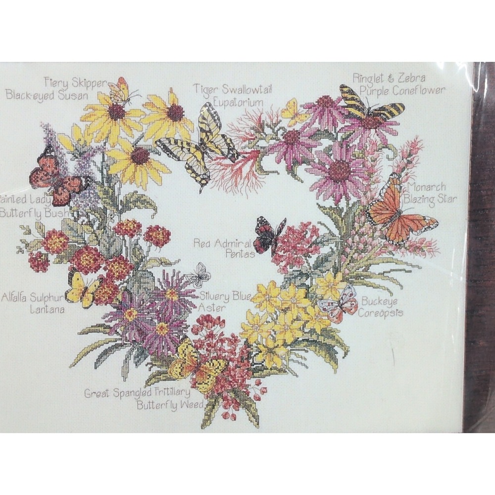 Bucilla  "BUTTERFLY GARDEN"  Cross Stitch Kit  #43363  Elizabeth Rush Wreath NIP